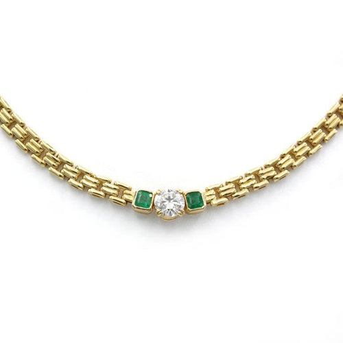 Collier Collier - Or Jaune, Diamant et Emeraudes 58 Facettes 250089R