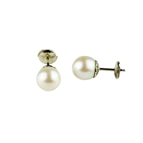 Boucles d'oreilles Boucles d'oreilles puces perles en or jaune 18K 58 Facettes 1949