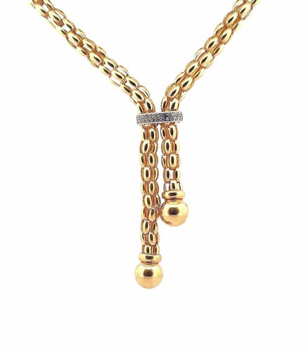 Collier Collier maille Popcorn à pompons en or 18 carats 58 Facettes