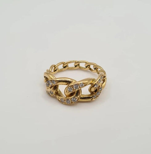 Bague 54.5 Bague or jaune 18 carats sertie de diamants 58 Facettes