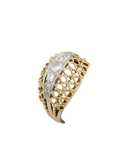 Bague 62 Bague dôme en or jaune 18 carats et diamants 58 Facettes 33373