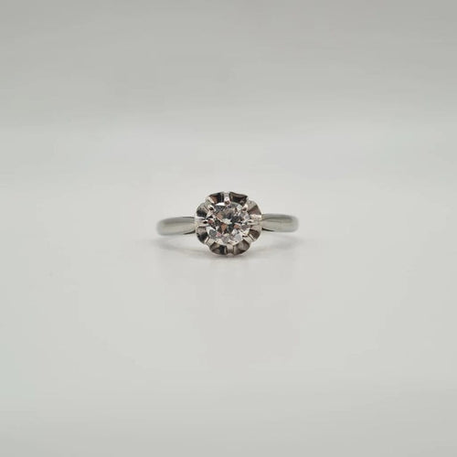 Bague 58 Bague or blanc 18 carats sertie d'un diamant 58 Facettes
