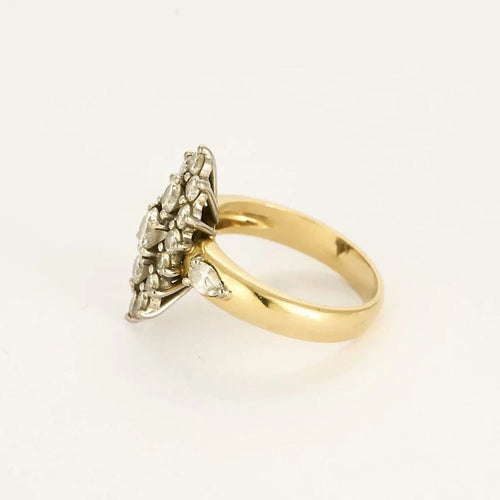 Bague 54.5 Bague navette en or jaune et or blanc 18K avec diamants 58 Facettes 58FC156