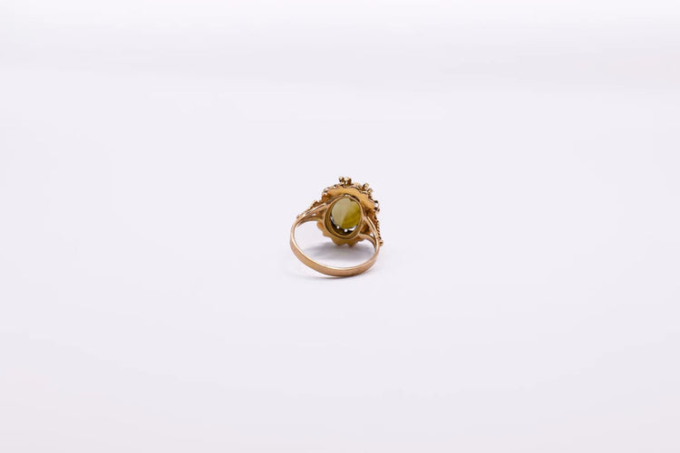 Bague 57 Bague vintage dentelle or jaune, Quartz fumé 58 Facettes 4651