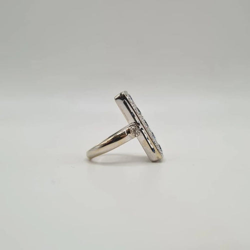 Bague 49.5 Bague or blanc, saphirs ovales et diamants 58 Facettes