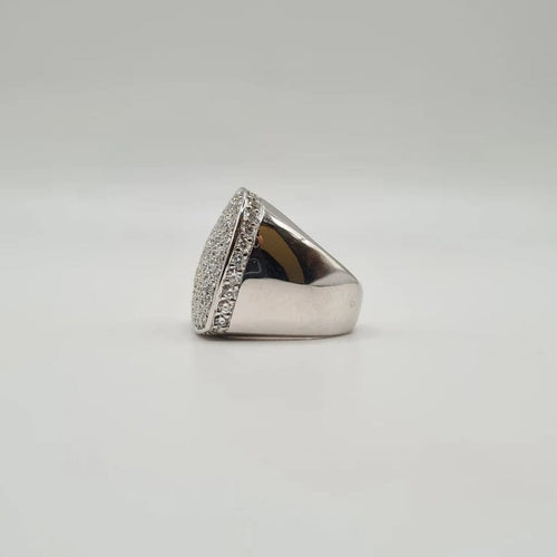 Bague 52.5 Bague cœur or blanc sertie de diamants naturels 58 Facettes