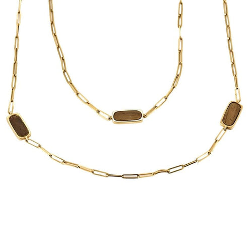Collier DINH VAN - Rare sautoir de la collection Impression en or jaune et bois d'Amourette 58 Facettes LOR3480