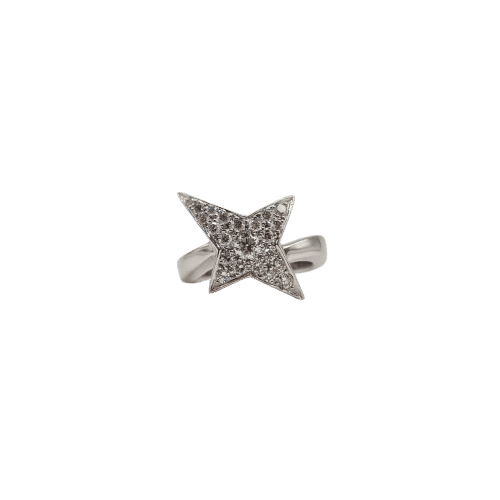Bague 54 Bague étoile or blanc sertie de diamants 58 Facettes