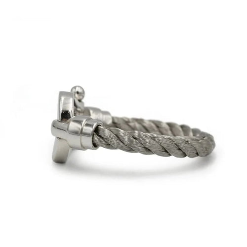 Bague 60 Bague Or & Câble Acier Force 10 - FRED 58 Facettes 250456R