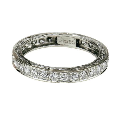 Bague 53 Bague alliance mémoire - Bague en or blanc 14K et diamants 58 Facettes 2497