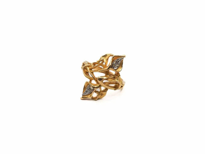 Bague 54 Bague allure florale or jaune et diamants 58 Facettes 5347