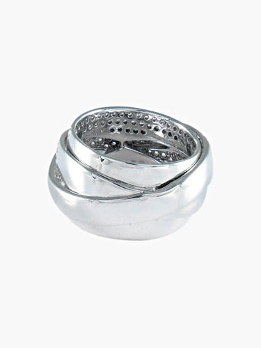 Bague 53 Bague croisée pavée de diamants en or blanc 750 58 Facettes 413 50022