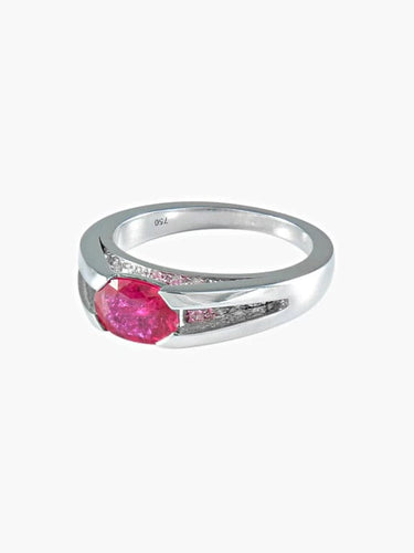 Bague 51.5 Bague rubis du Mozambique en or blanc et diamants 58 Facettes 419 00086