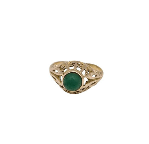 Bague 49 Bague or jaune sertie d'une pierre verte 58 Facettes