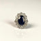 Bague 49 Bague Marguerite Art déco en or blanc 18 carats saphir et diamants 58 Facettes