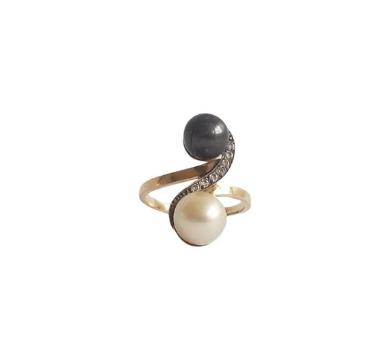 Bague 57 Bague Perles de culture et diamants anciens 58 Facettes