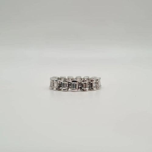 Bague 53 Bague articulée or blanc sertie de diamants baguettes 58 Facettes
