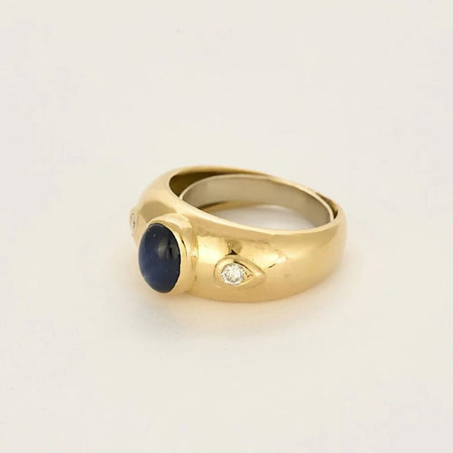 Bague 55 Bague jonc en or jaune, saphir et diamants 58 Facettes COG04412