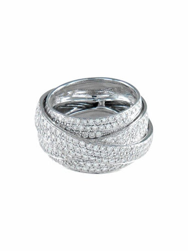 Bague 53 Bague croisée pavée de diamants en or blanc 750 58 Facettes 413 50022