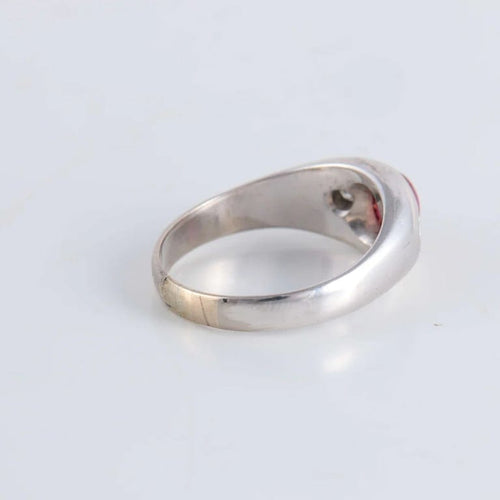 Bague 64 Bague Jonc anglais Rubis cabochon Diamants 58 Facettes FM100