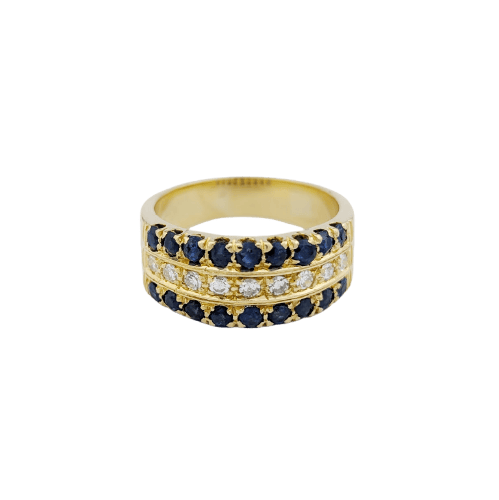 Bague 55 Bague en or jaune 18 carats sertie de diamants et saphirs 58 Facettes 33775