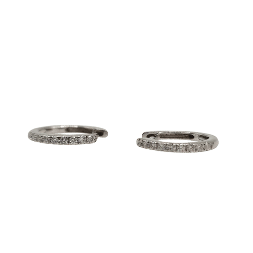 Boucles d'oreilles Créoles or blanc 18 carats serties de diamants 58 Facettes