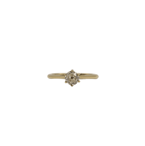 Bague 50 Solitaire or jaune serti d'un diamant taille ancienne 58 Facettes