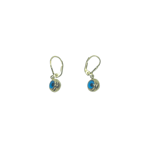 Boucles d'oreilles Boucles d’oreilles pendantes motif œil bleu en or jaune 14 ct 58 Facettes 250366