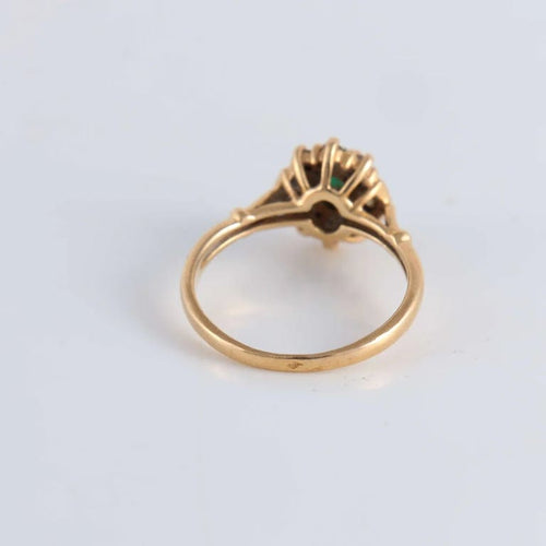 Bague 54 Bague style Marguerite Emeraude et 8 Diamants 58 Facettes FM61