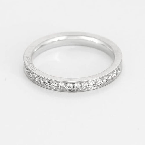 Bague 48 Alliance semi pavée en or blanc et diamants 58 Facettes SAP0658