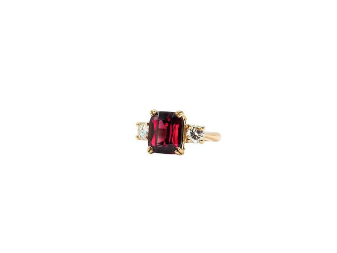 Bague 55 Bague or jaune, Grenat, Diamants 58 Facettes 4804