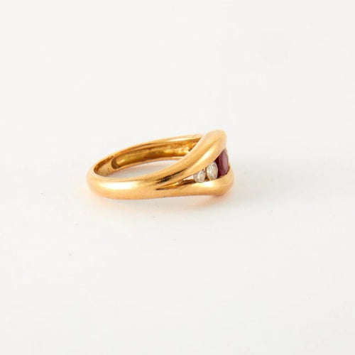 Bague 50 Bague Or jaune Rubis Diamants 58 Facettes