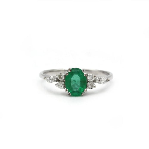 Bague 54 Bague - Or blanc, Diamants & Emeraude 58 Facettes 250201R