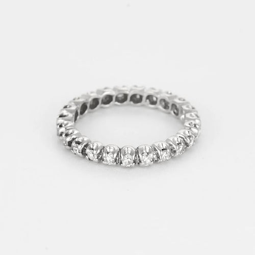 Bague 52 Alliance américaine en or blanc et diamants 58 Facettes CAN1473