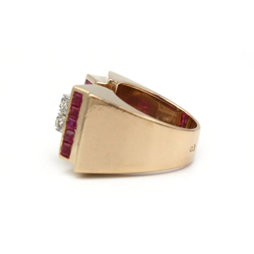 Bague 45 Bague TANK - Or, Platine, Diamants et Rubis 58 Facettes 250224R