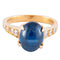 Bague 52 Bague saphir cabochon en or jaune 18k et diamants 58 Facettes ALGU02