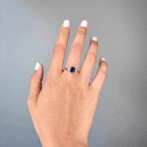 Bague 57 Bague - Or jaune, Diamants & Saphir 58 Facettes 250200R