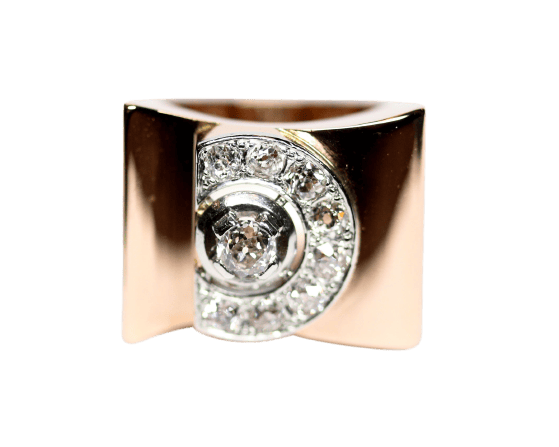 Bague 53 Bague tank en or rouge 750 et diamants 58 Facettes A11869