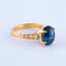 Bague 52 Bague saphir cabochon en or jaune 18k et diamants 58 Facettes ALGU02
