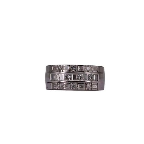 Bague 54 Bague Triple Or blanc Diamants 58 Facettes RNG2921