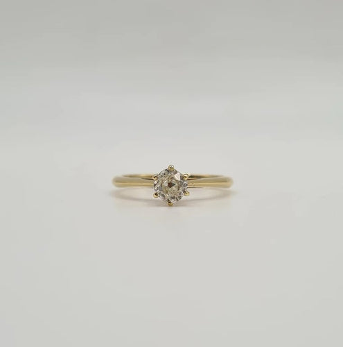 Bague 50 Solitaire or jaune serti d'un diamant taille ancienne 58 Facettes