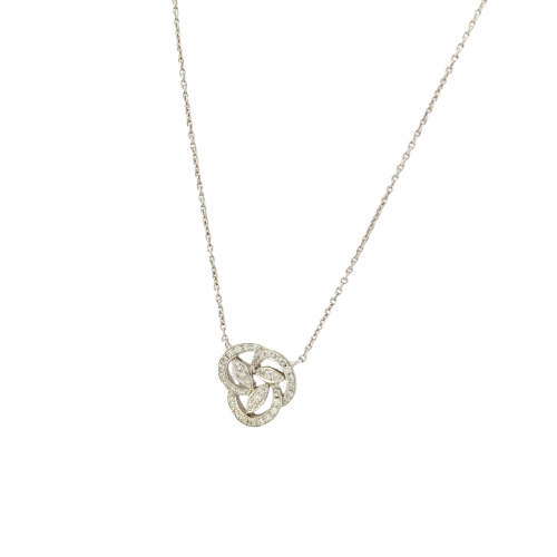 Collier Collier - Pendentif rosace en or blanc 18 carats et diamants 58 Facettes 33732
