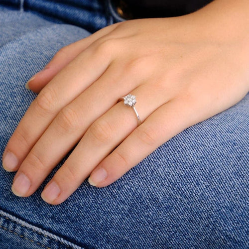 Bague 54 Bague Or blanc Diamants 58 Facettes