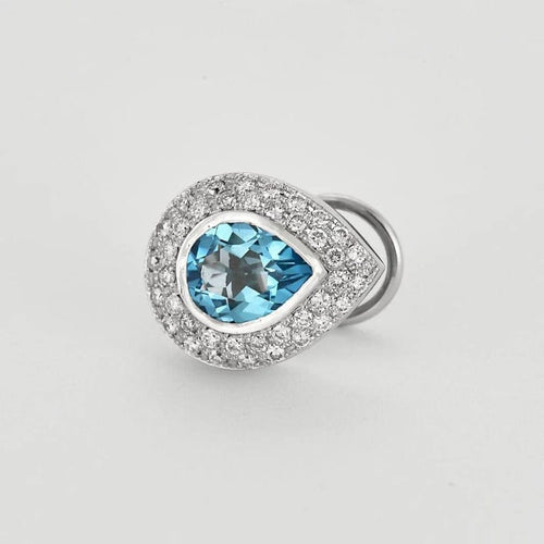 Boucles d'oreilles Boucles d'oreilles poire serties de topaze bleue en or blanc et diamants 58 Facettes LJ27