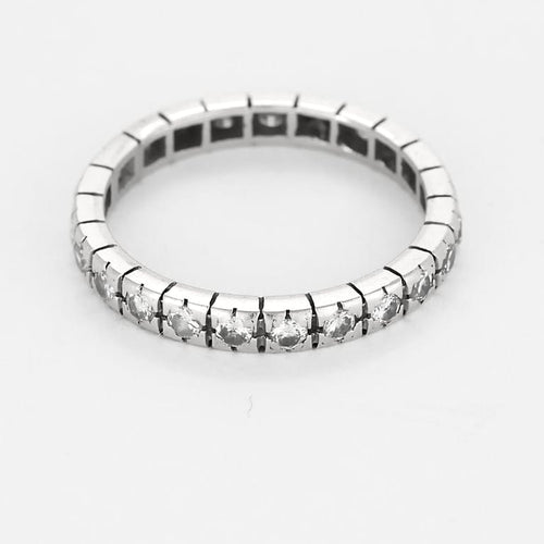 Bague 56 Alliance américaine en or blanc et diamants 58 Facettes MON1251