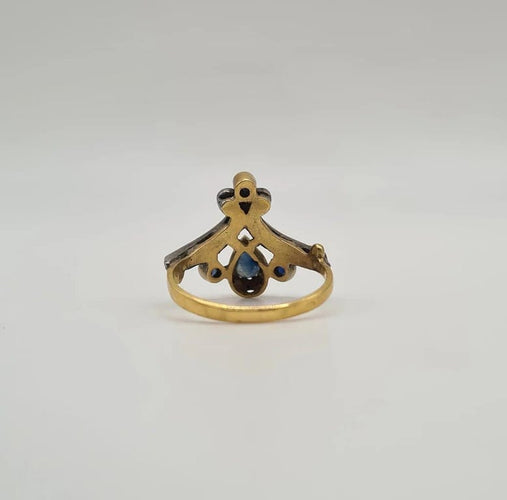 Bague 51.5 Bague or jaune sertie de saphir 58 Facettes