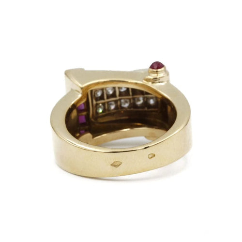 Bague 54 Bague or jaune diamants rubis 58 Facettes 220057R