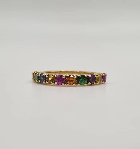 Bague 51.5 Bague or jaune et saphir multi-couleur 58 Facettes
