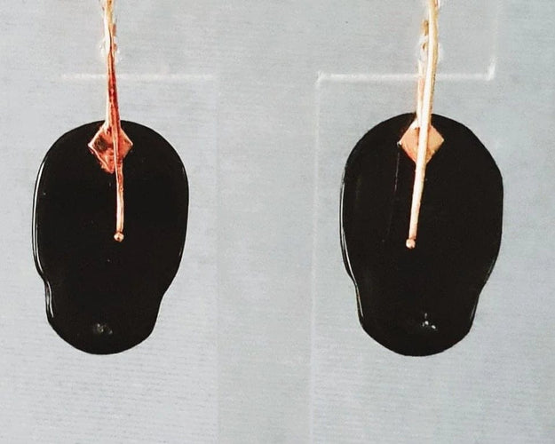 Boucles d'oreilles BOUCLES D'OREILLES  "MOMENTO MORI" agate noires 58 Facettes R 484/614/or 1.0