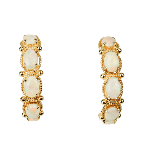 Boucles d'oreilles Boucles d’oreilles vintage en or jaune 14 carats et opales 58 Facettes 2870